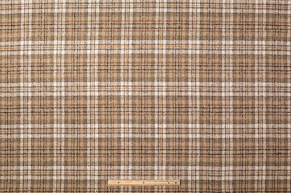 Plaid Italian Poly Wool Tweed Boucle - Tan