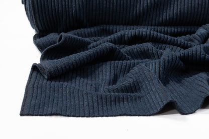 Ribbed Italian Wool Blend Coating - Blue