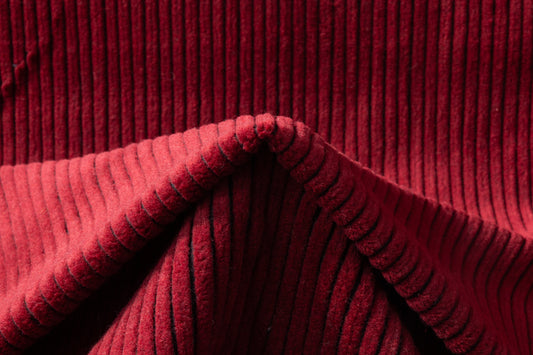 Ribbed Italian Wool Blend Coating - Maroon