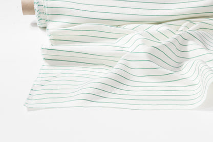 Textured Striped Italian Viscose Jacquard - White / Green