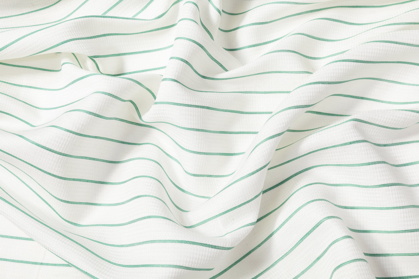 Textured Striped Italian Viscose Jacquard - White / Green