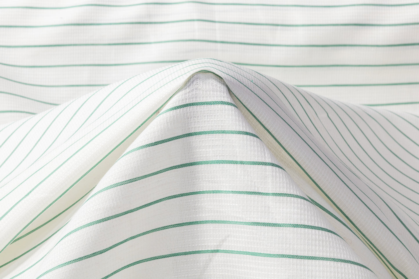 Textured Striped Italian Viscose Jacquard - White / Green