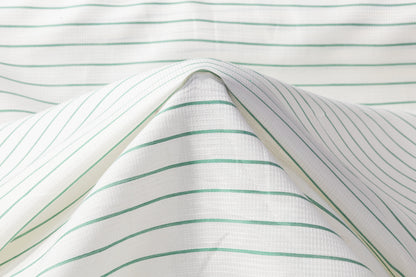 Textured Striped Italian Viscose Jacquard - White / Green