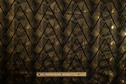 Geometric Metallic Brocade - Gold and Black