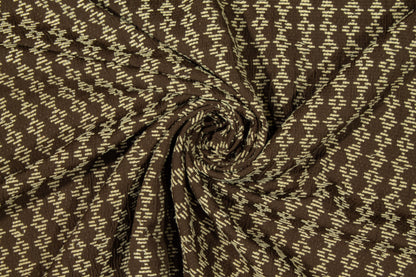 Geometric Poly Cotton Brocade - Brown and Beige