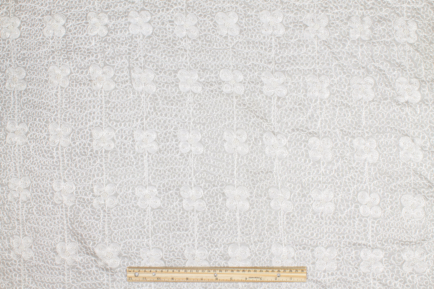 Embroidered and Beaded Silk Viscose Organza - Off White