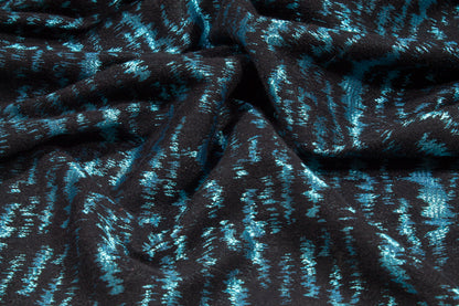 Static Metallic Brocade - Electric Blue and Black