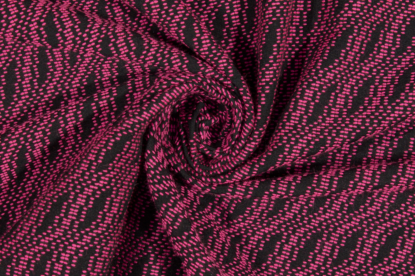 Poly Cotton Brocade - Black and Fuchsia