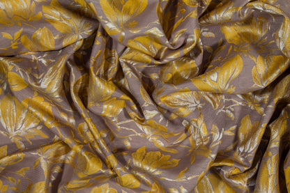 Floral Jacquard - Yellow and Taupe