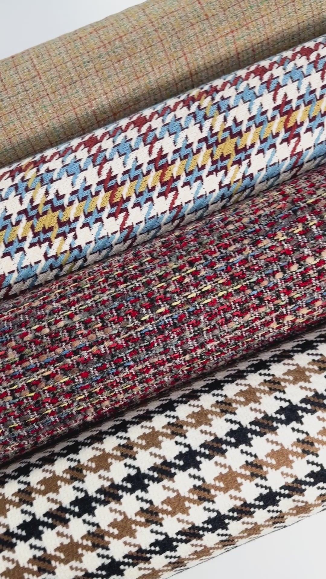 Fabric in cotton and wool with houndstooth pattern - multicolored