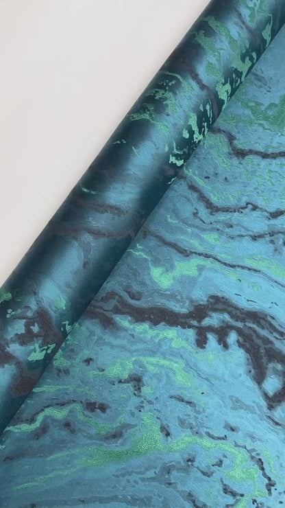 Abstract Metallic Brocade - Deep Teal