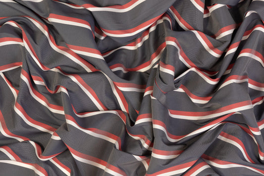 Striped Taffeta - Faded Navy, White, Red - Prime Fabrics