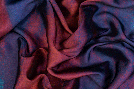 Printed Mikado - Blue and Maroon - Prime Fabrics