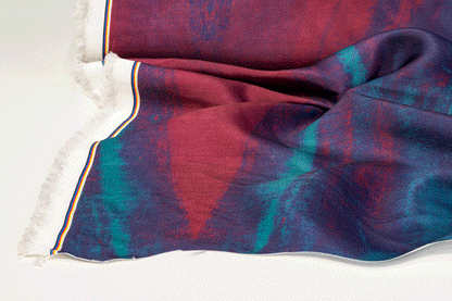 Printed Mikado - Blue and Maroon - Prime Fabrics