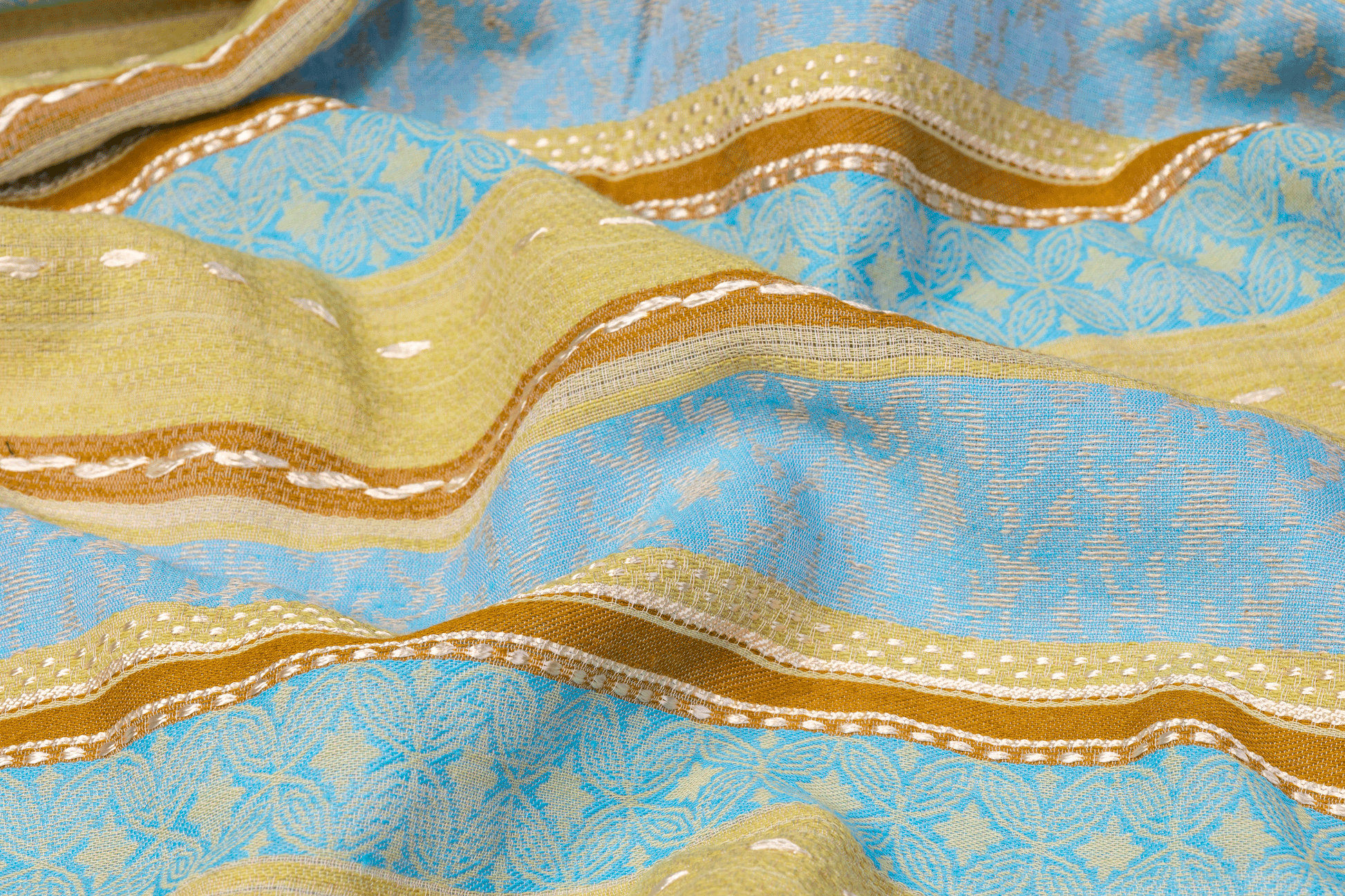 Rayon Jacquard - Green, Brown, Blue - Prime Fabrics