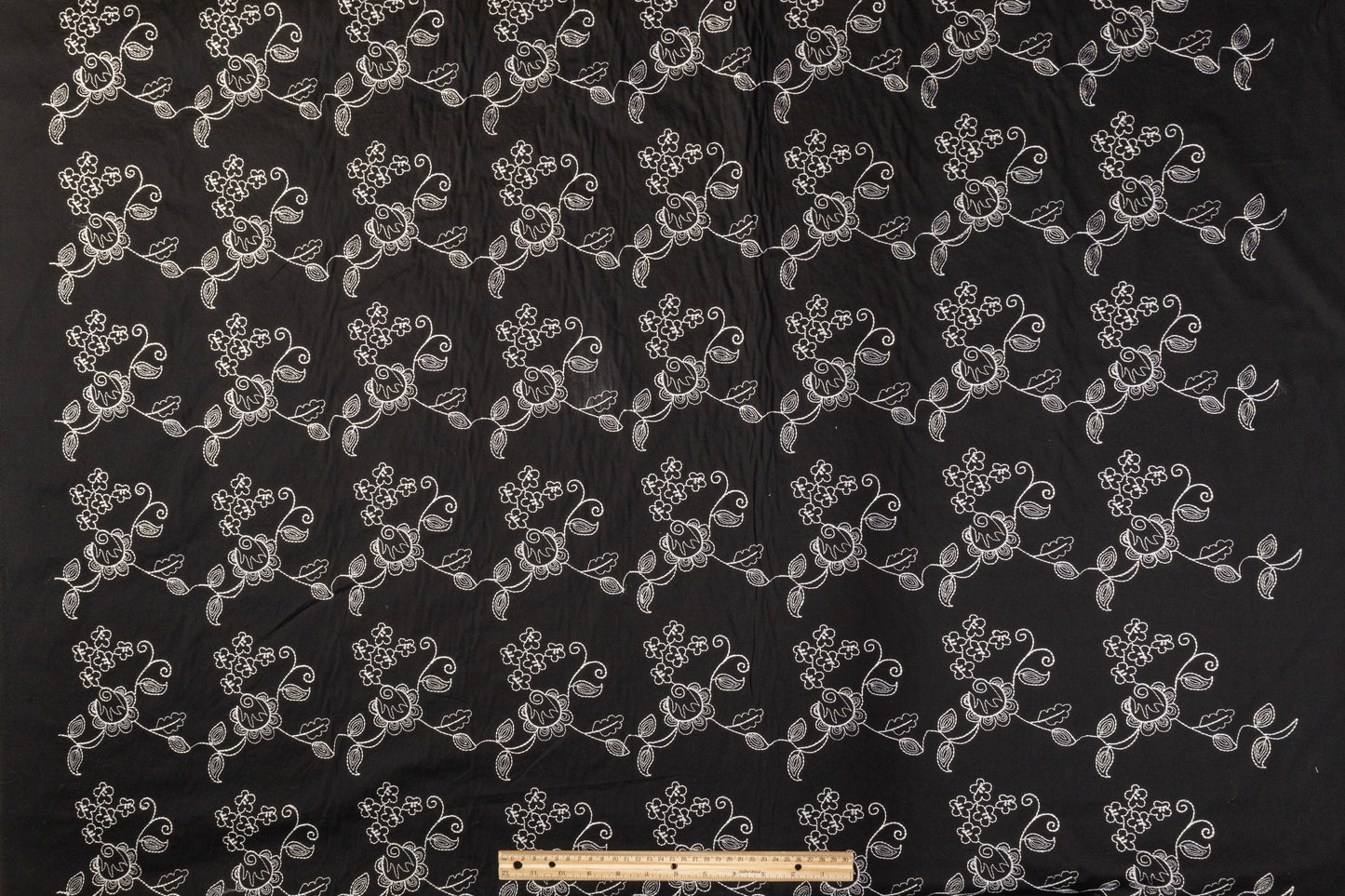 Floral Embroidered Cotton - Black and White - Prime Fabrics