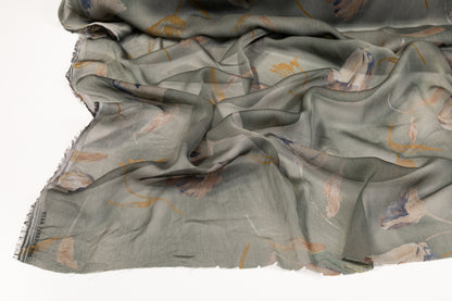 Floral Polyester Chiffon - Gunmetal Gray