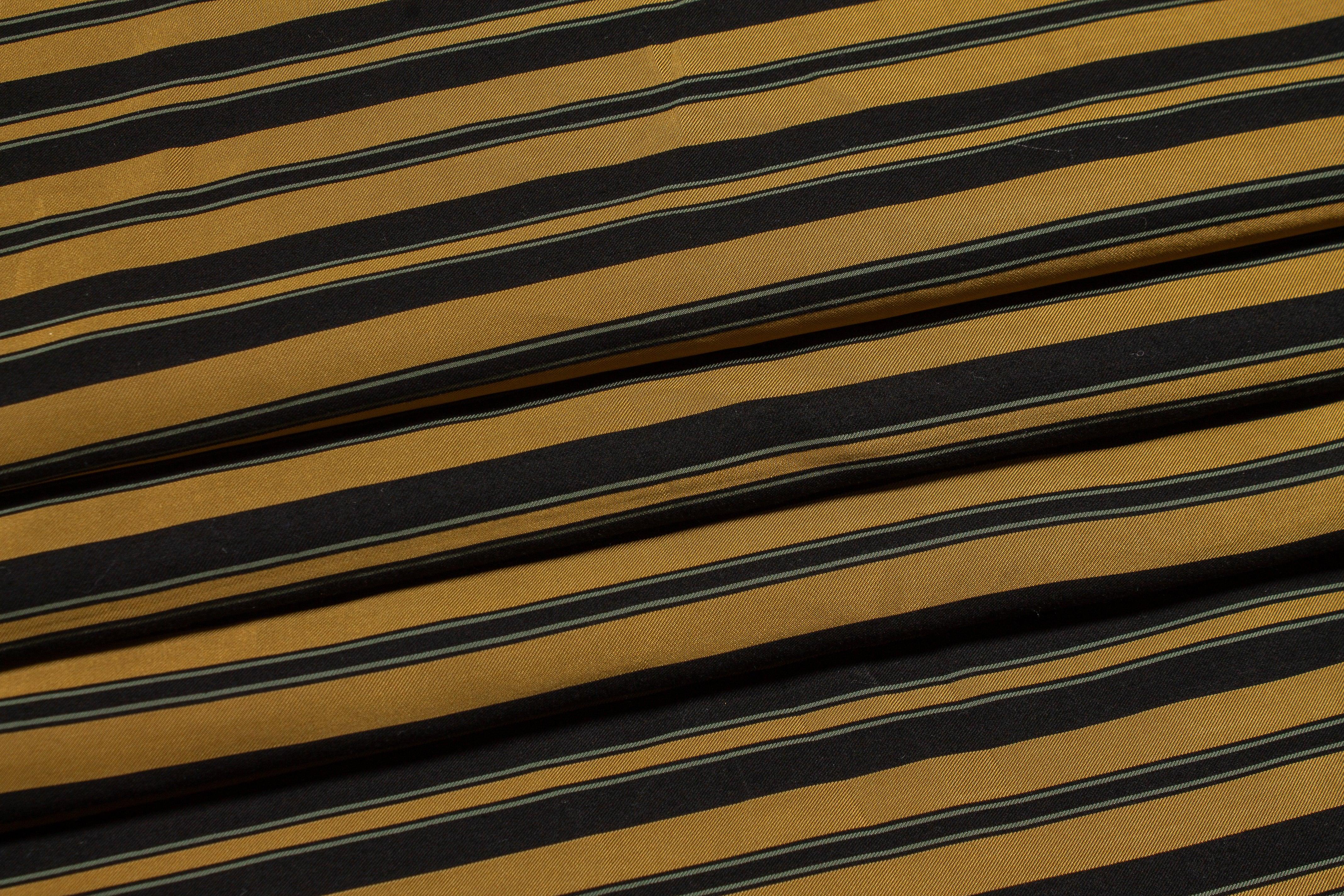 Over 8 yards cotton twill weave fabric - brown, gold, black and white stripe store material