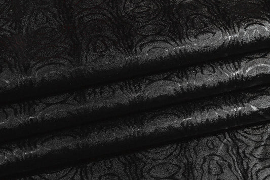 Cotton Backed Abstract Italian Faux Leather - Black - Prime Fabrics