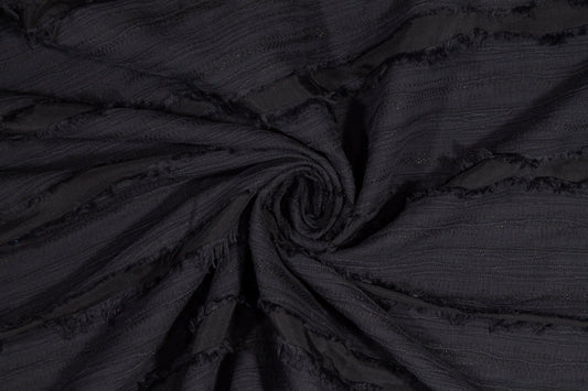 Embroidered Striped Cotton - Black - Prime Fabrics