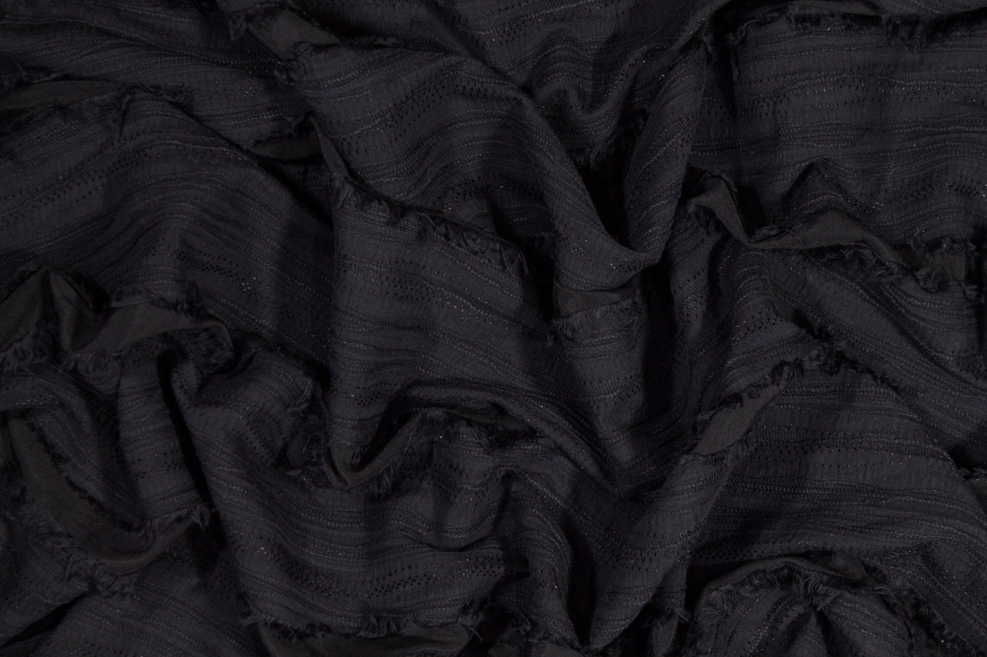 Embroidered Striped Cotton - Black - Prime Fabrics