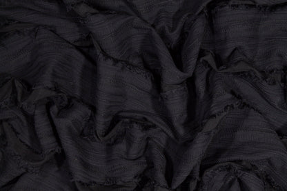 Embroidered Striped Cotton - Black - Prime Fabrics