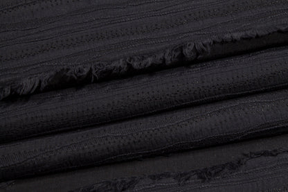 Embroidered Striped Cotton - Black - Prime Fabrics