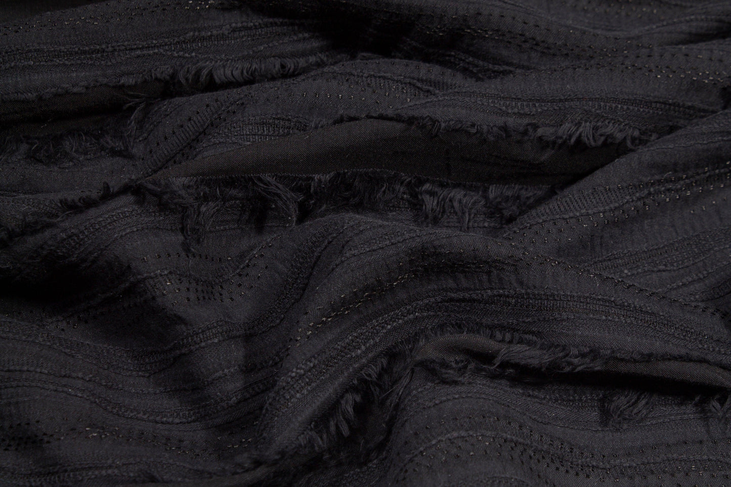 Embroidered Striped Cotton - Black - Prime Fabrics