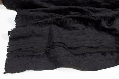 Embroidered Striped Cotton - Black - Prime Fabrics