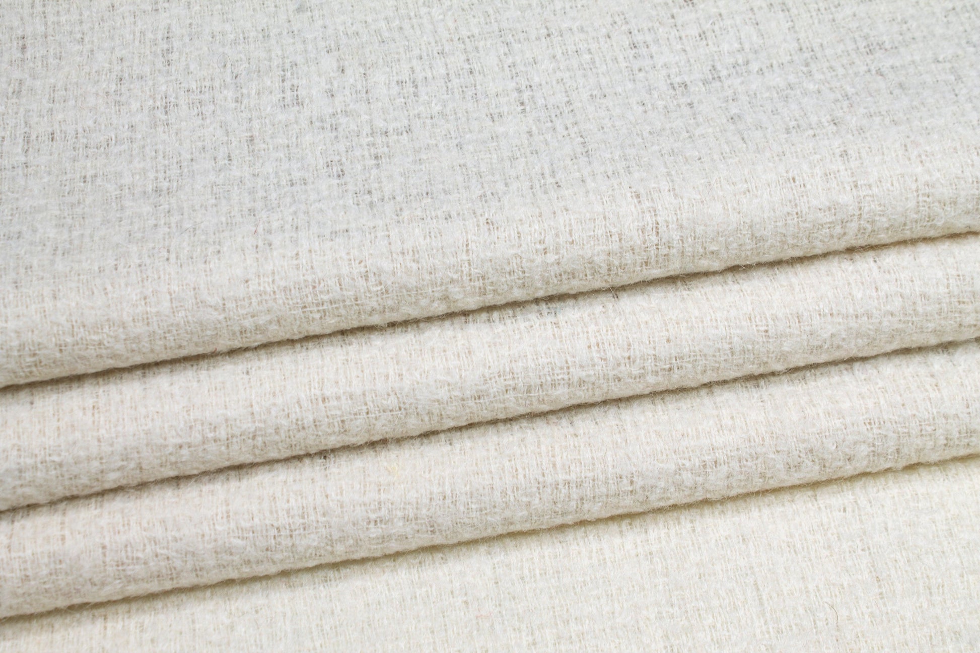 Ivory Italian Wool Tweed Coating - Prime Fabrics