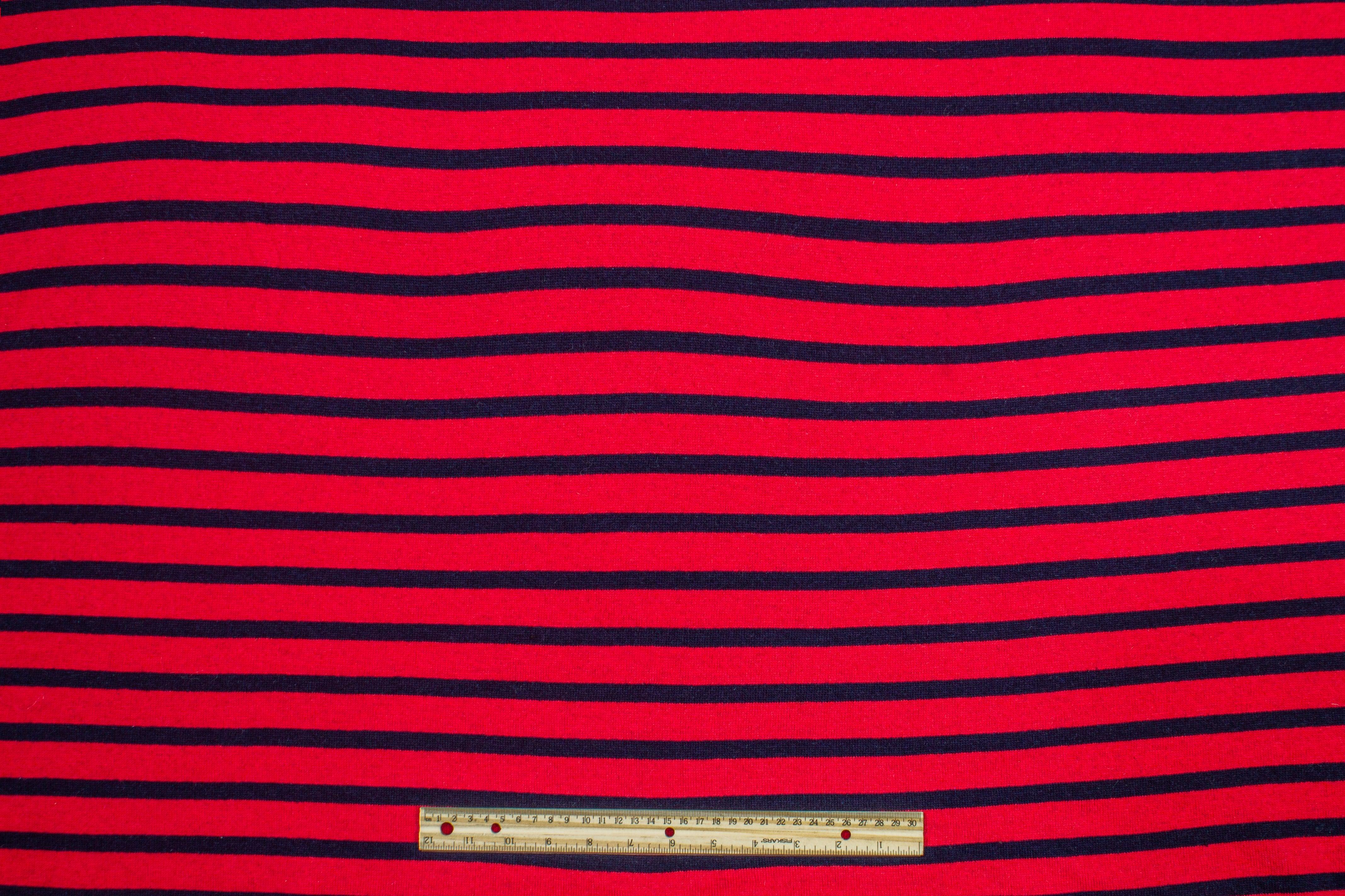 Red and Navy Striped Wool Jersey – Prime Fabrics