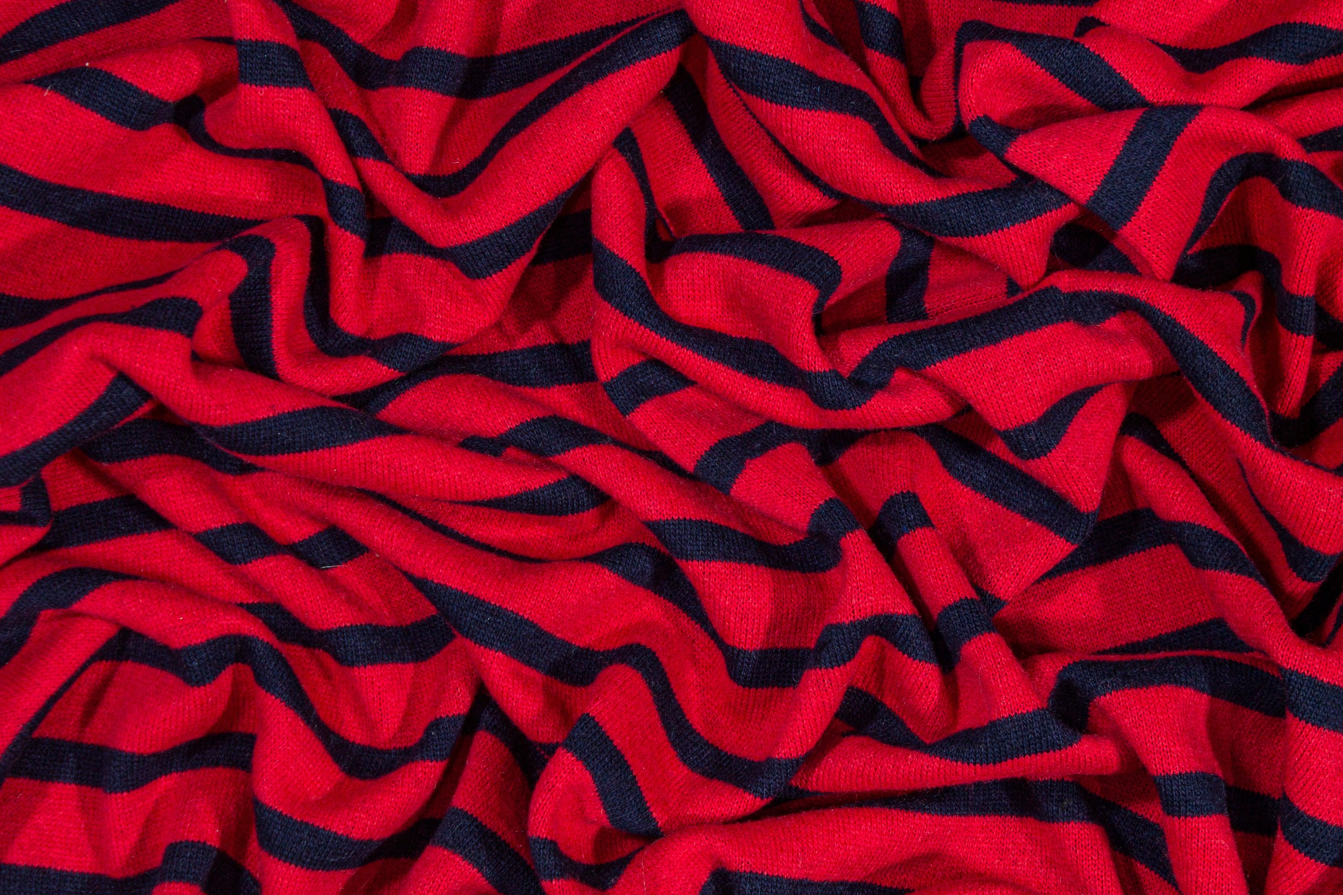 Red and Navy Striped Wool Jersey