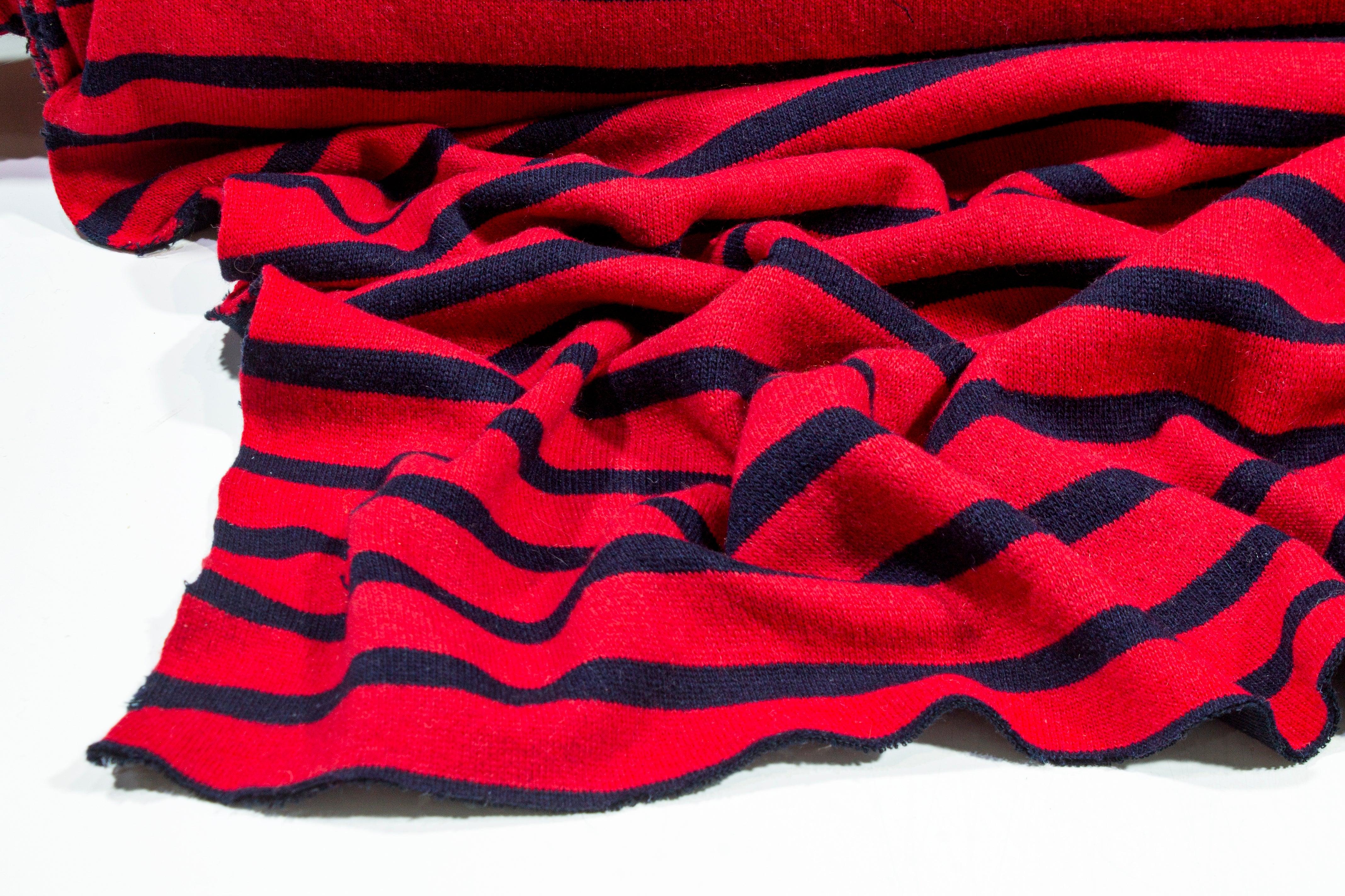 Red and Navy Striped Wool Jersey – Prime Fabrics