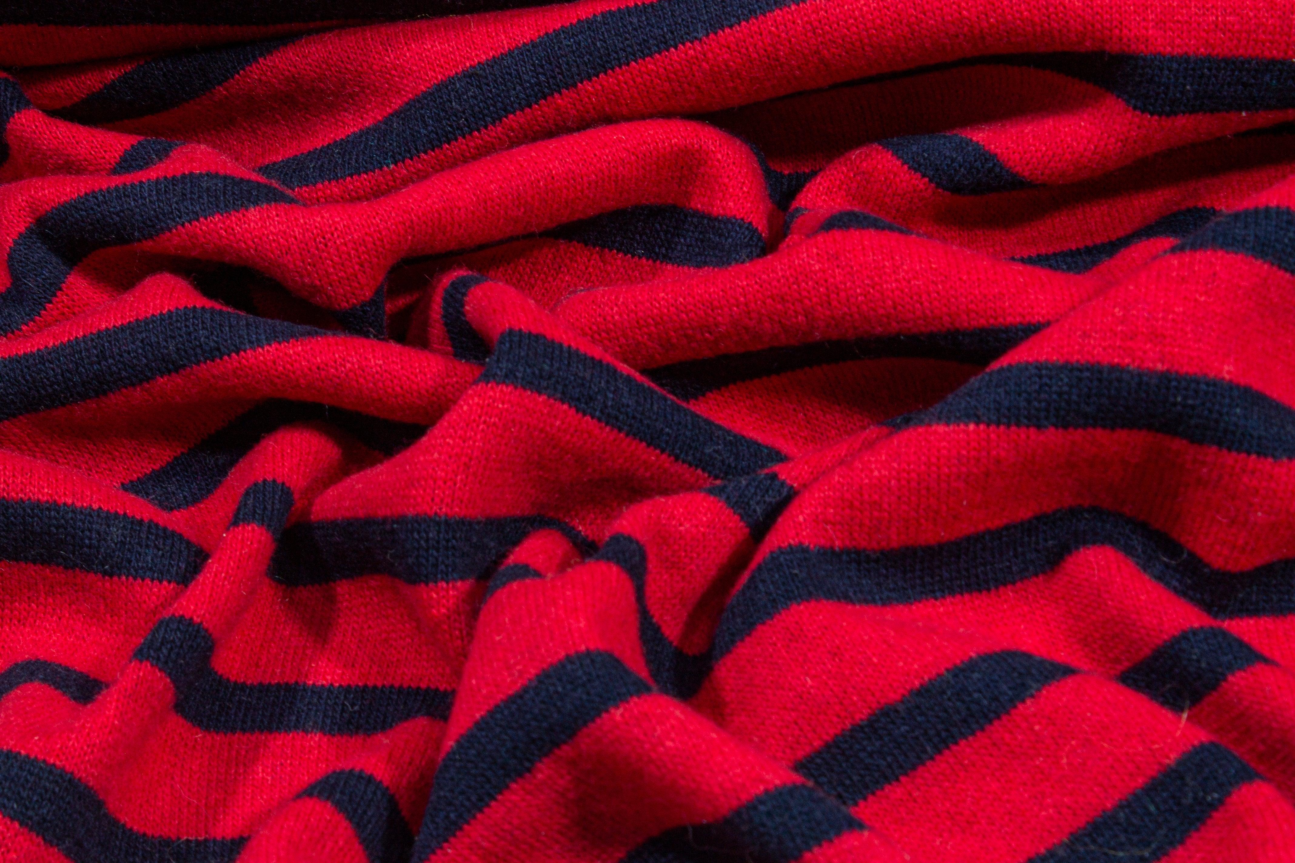 Red and Navy Striped Wool Jersey – Prime Fabrics