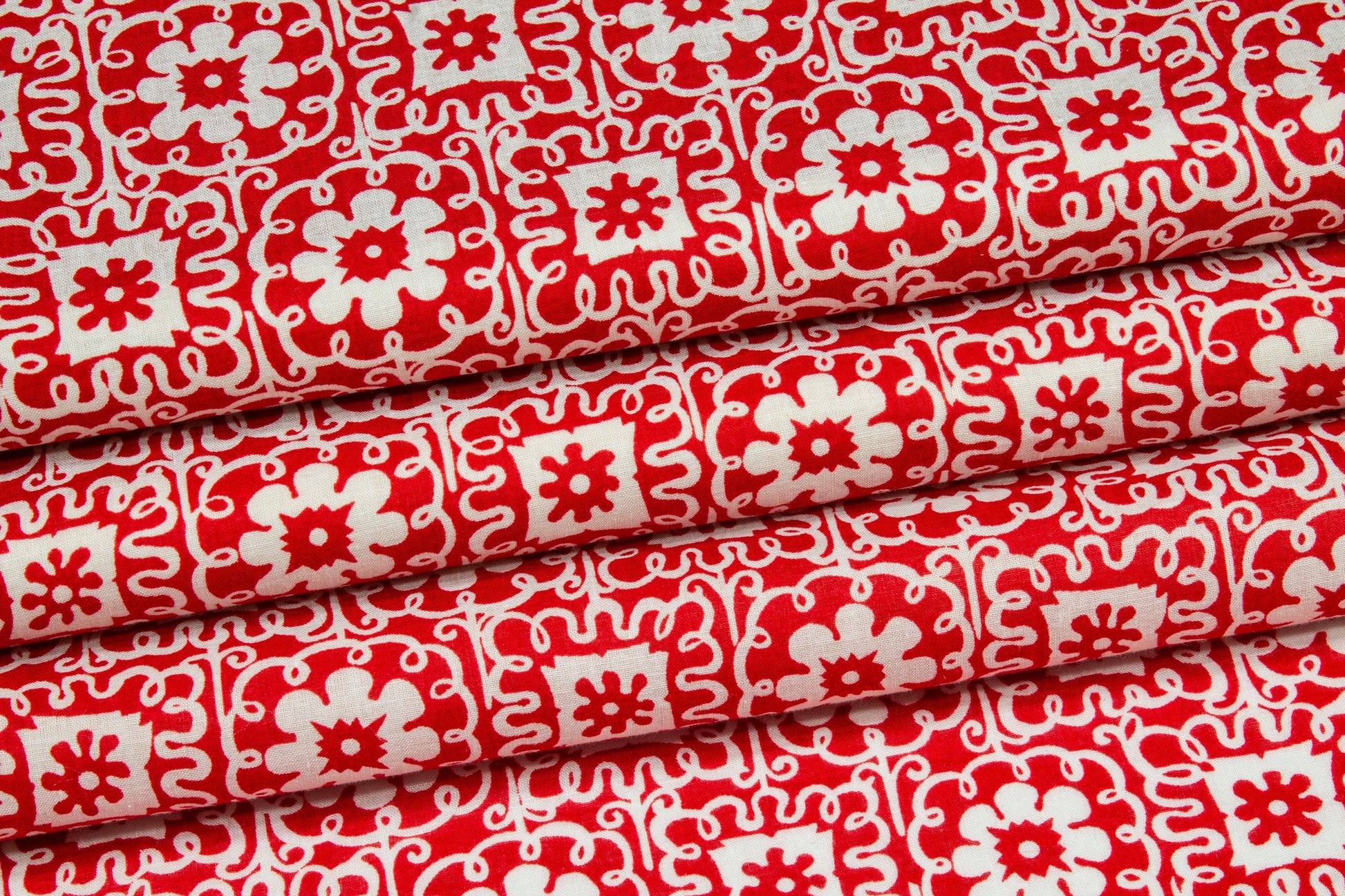 Floral Cotton Voile - Red and White - Prime Fabrics