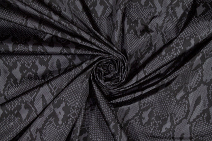 Snake Skin Printed Water-Resistant Nylon - Charcoal Gray - Prime Fabrics