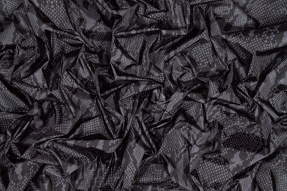 Snake Skin Printed Water-Resistant Nylon - Charcoal Gray - Prime Fabrics