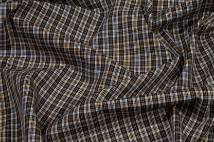 Checked Cotton Shirting - Brown Gray - Prime Fabrics