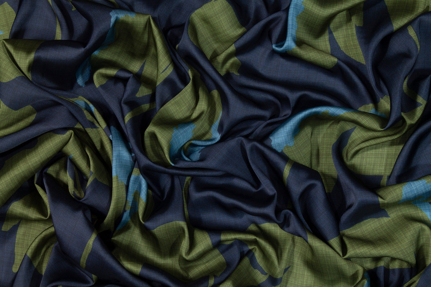 Floral Italian Charmeuse - Green and Blue - Prime Fabrics