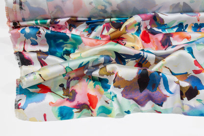 Watercolor Floral Italian Acetate Charmeuse - Prime Fabrics