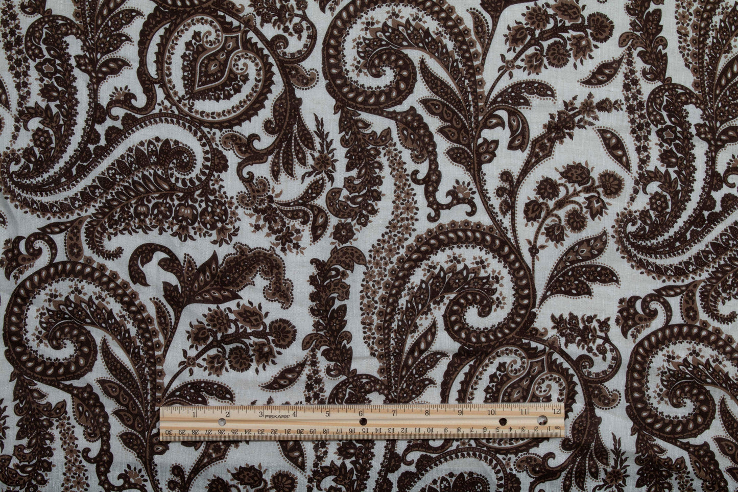 Brown Floral Linen - Prime Fabrics