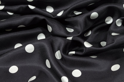 Polka Dot Silk Twill - Black and White - Prime Fabrics