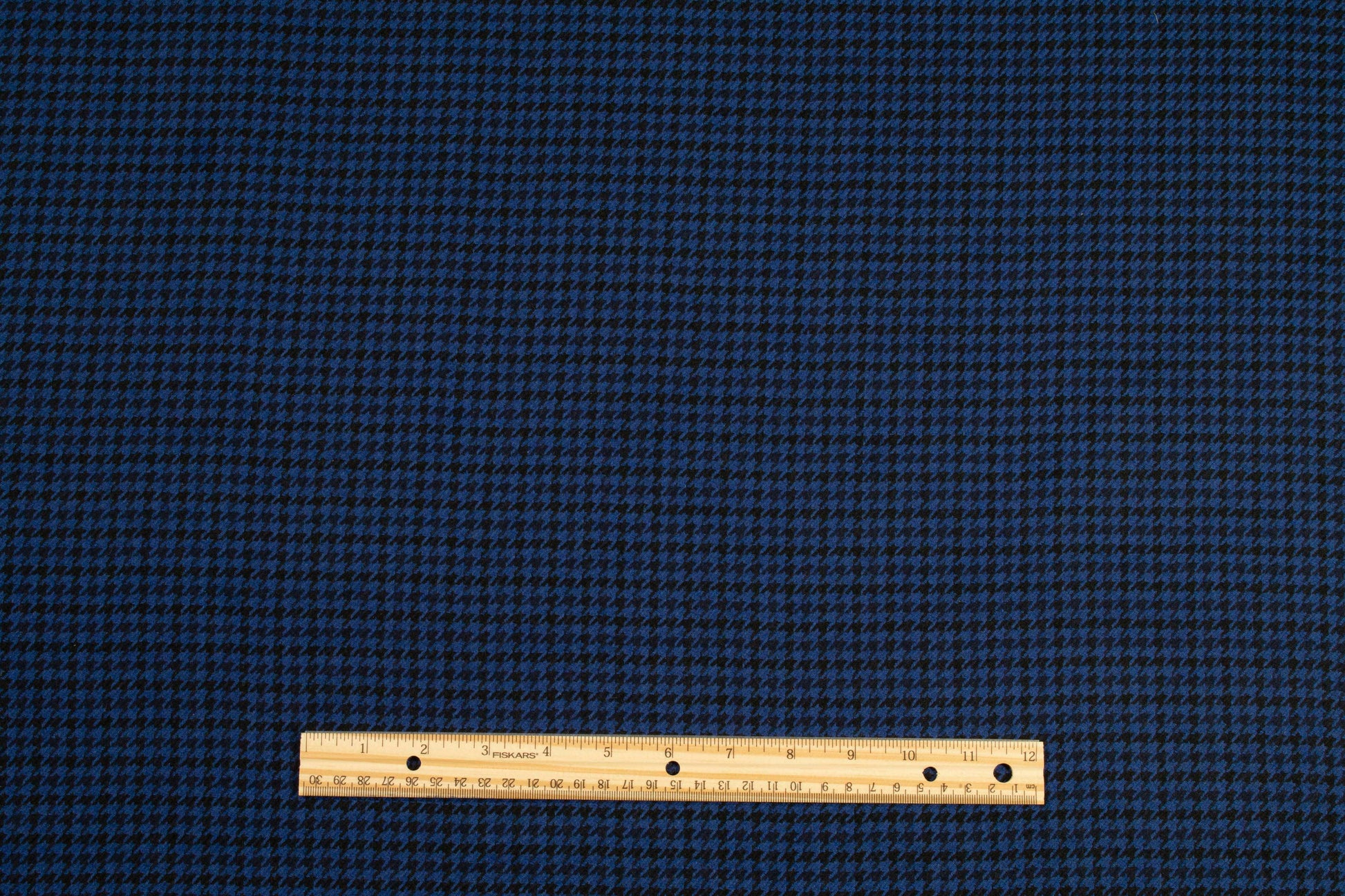 Blue and Black Houndstooth Italian Wool Suiting - Prime Fabrics