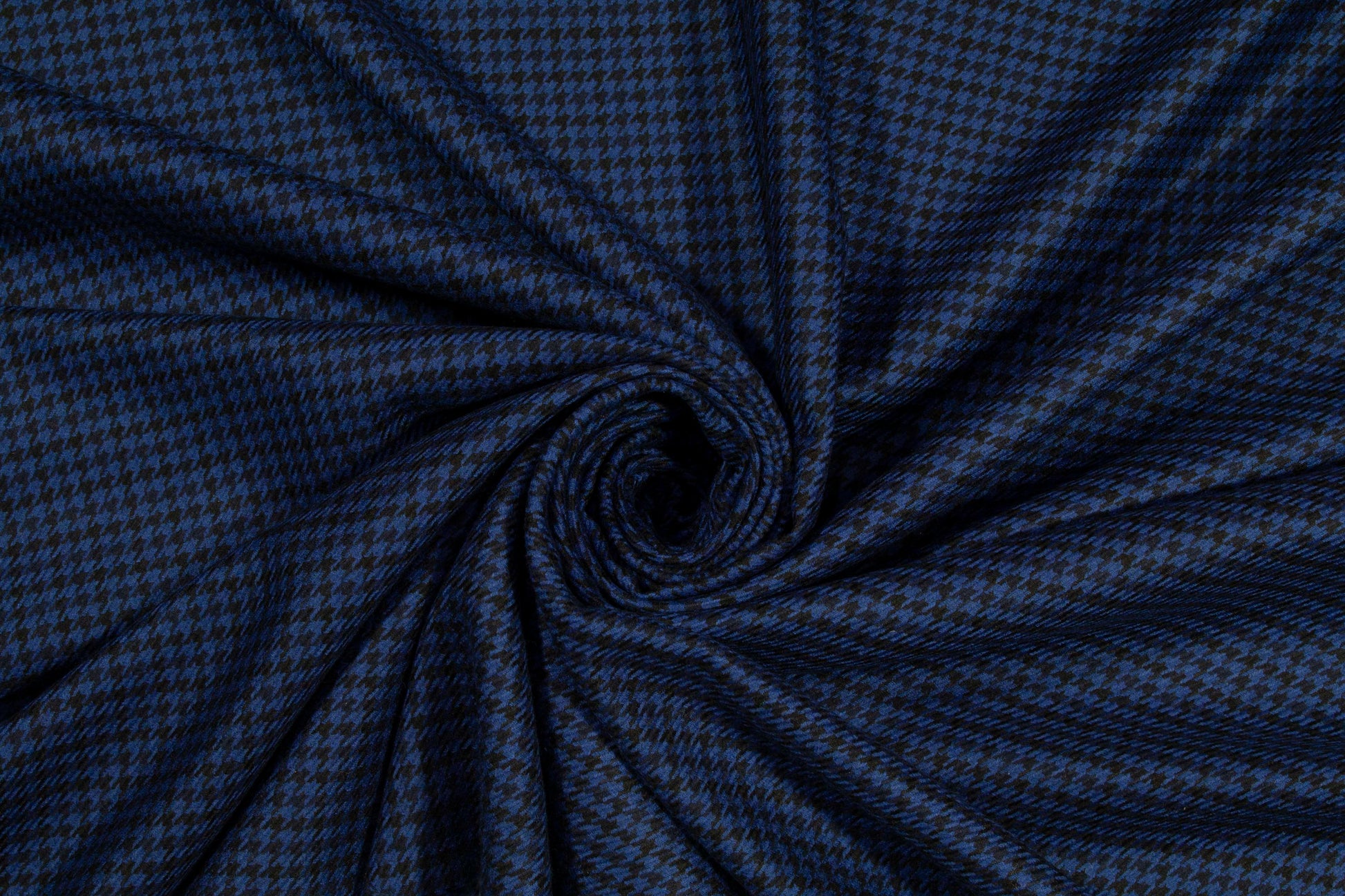 Blue and Black Houndstooth Italian Wool Suiting - Prime Fabrics