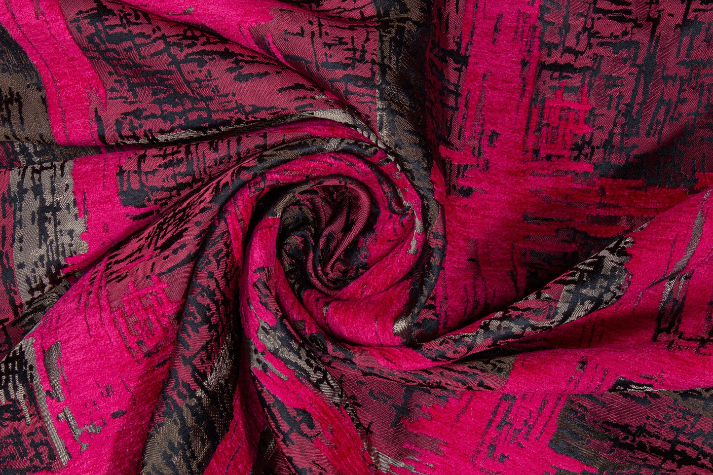 Abstract Fuchsia Chenille Embroidered Jacquard - Prime Fabrics