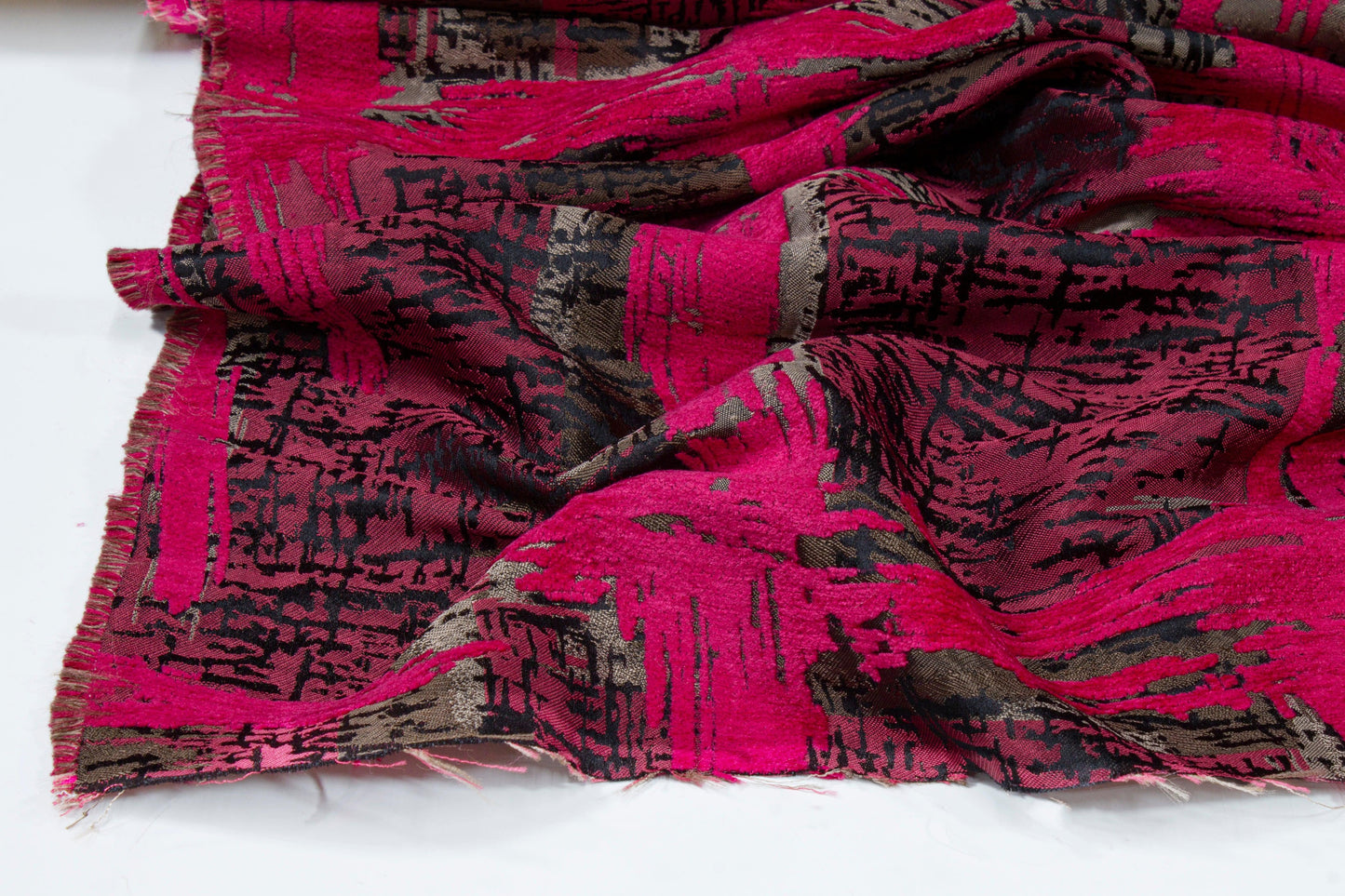 Abstract Fuchsia Chenille Embroidered Jacquard - Prime Fabrics