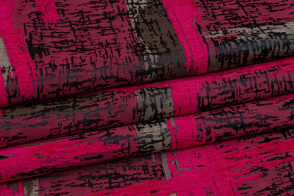 Abstract Fuchsia Chenille Embroidered Jacquard - Prime Fabrics