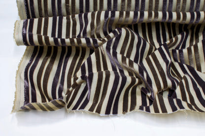 Striped Cut Velvet Upholstery - Purple and Brown - Prime Fabrics