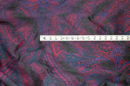 Black, Red, and Blue Embroidered Jacquard - Prime Fabrics