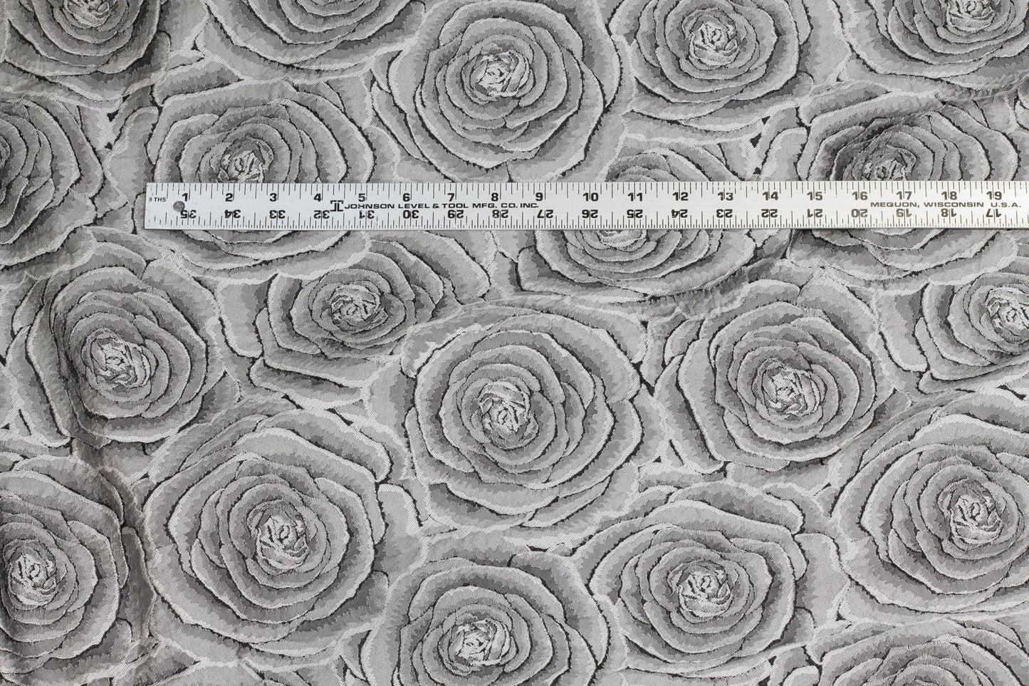 Silver Gray Rose Floral Brocade - Prime Fabrics